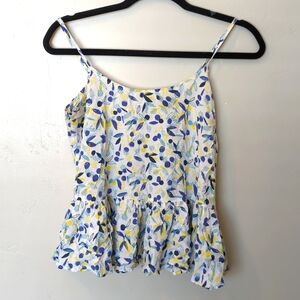 Old Navy Women's Blue & Yellow Cherry Pattern Peplum Tank Top‎ Size S